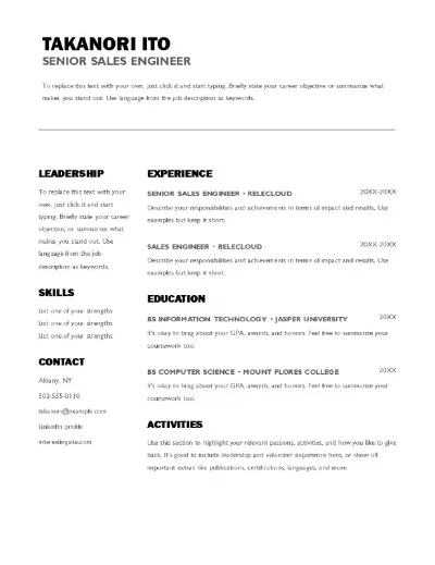 Bold sales resume